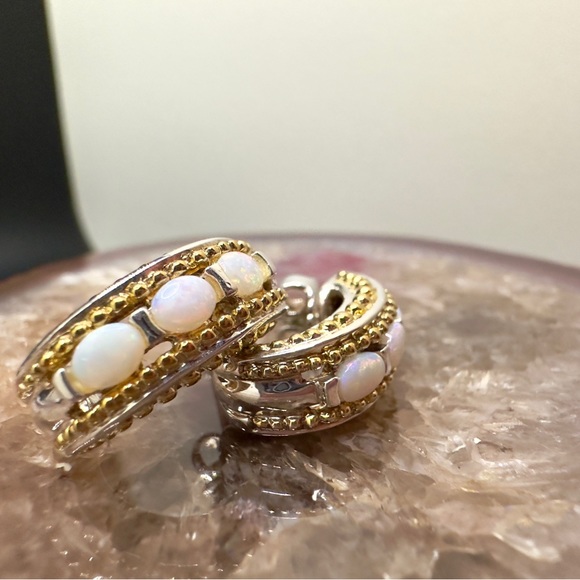 Genuine Two Toned Opal Earrings - Picture 2 of 5